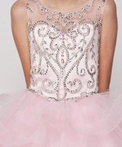 Cinderella Couture Flower Girl Dresses Girls Beaded Illusion Sleeveless Ball Gown With Layered Skirt 18 Cinderella Couture Flower Girl Dresses Girls Beaded Illusion Sleeveless Ball Gown With Layered Skirt