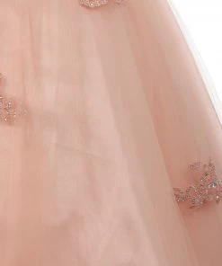 Cinderella Couture Girls Beaded Lace Off Shoulder Ball Gown With Sleeves