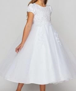 Girls Beaded Lace Short Sleeve Dress By Cinderella Couture 2011