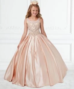 Tiffany Princess By House Of Wu Girls Long Box Pleated Satin Dress By Tiffany Princess 13591