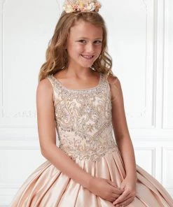 Tiffany Princess By House Of Wu Girls Long Box Pleated Satin Dress By Tiffany Princess 13591