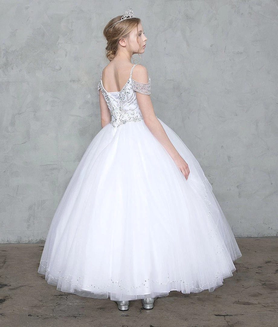 Calla Collection Girls Beaded Long Cold Shoulder Dress By Calla KY209 Flower Girl Dresses 8 Calla Collection Girls Beaded Long Cold Shoulder Dress By Calla KY209 Flower Girl Dresses