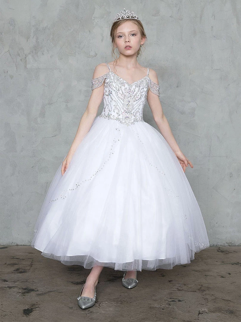Calla Collection Girls Beaded Long Cold Shoulder Dress By Calla KY209 Flower Girl Dresses 7 Calla Collection Girls Beaded Long Cold Shoulder Dress By Calla KY209 Flower Girl Dresses