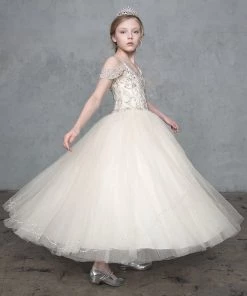 Calla Collection Girls Beaded Long Cold Shoulder Dress By Calla KY209 Flower Girl Dresses 12 Calla Collection Girls Beaded Long Cold Shoulder Dress By Calla KY209 Flower Girl Dresses