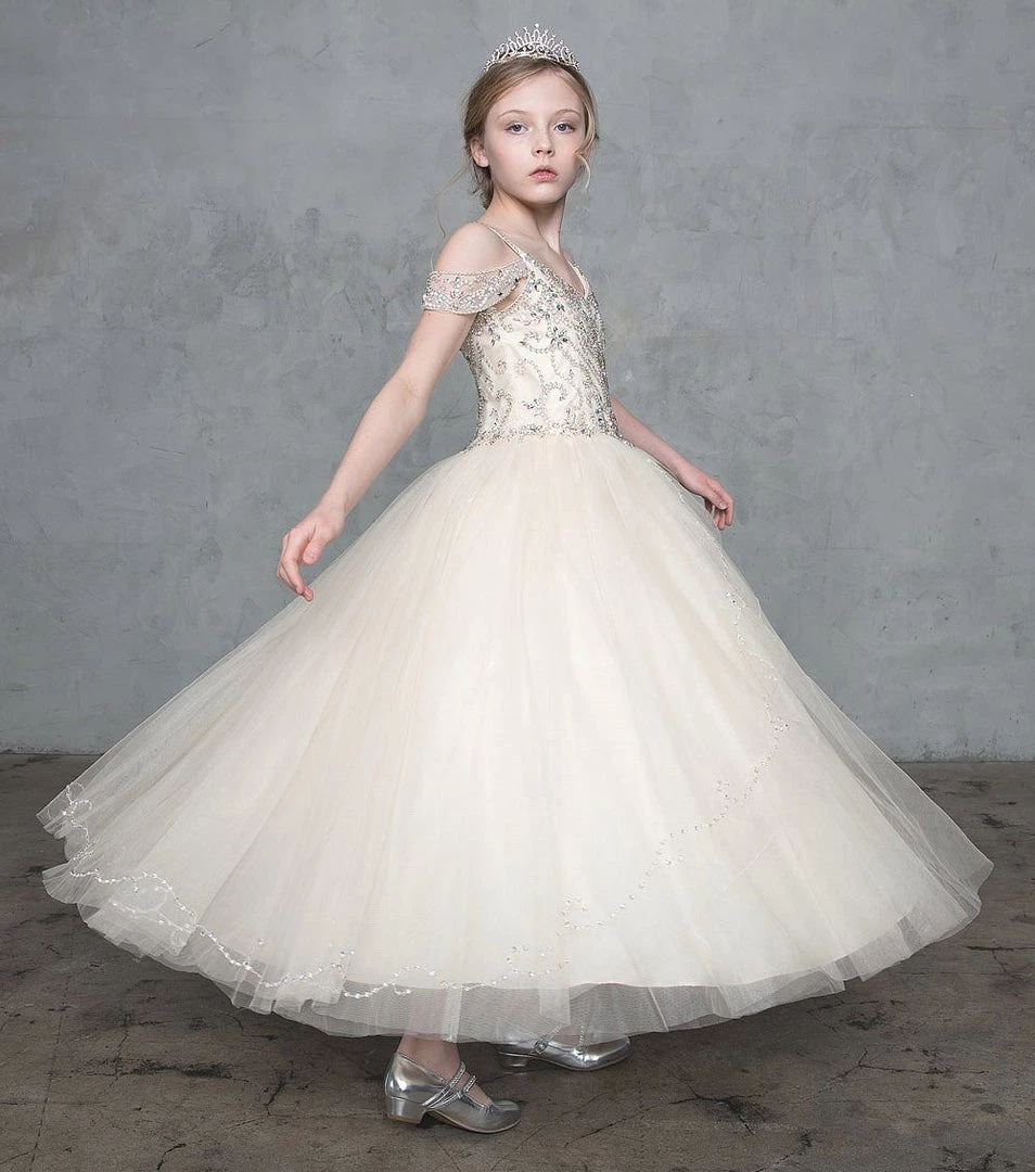 Calla Collection Girls Beaded Long Cold Shoulder Dress By Calla KY209 Flower Girl Dresses 5 Calla Collection Girls Beaded Long Cold Shoulder Dress By Calla KY209 Flower Girl Dresses