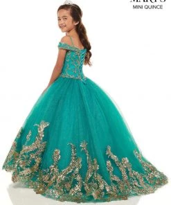 Mary's Bridal Mini Quince Collection Girls Beaded Long Cold Shoulder Dress By Mary's Bridal MQ4024 Flower Girl Dresses