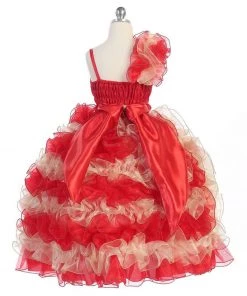 Calla Collection Girls Ruffled Long Sequin One Shoulder Dress By Calla NP060 Kids