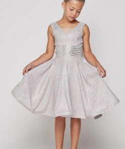 Girls Beaded Short Metallic Dress By Cinderella Couture 5070 Kids