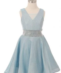 Girls Beaded Short Metallic Dress By Cinderella Couture 5070 Kids