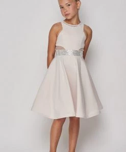 Kids Girls Beaded Short Satin Dress By Cinderella Couture 5071