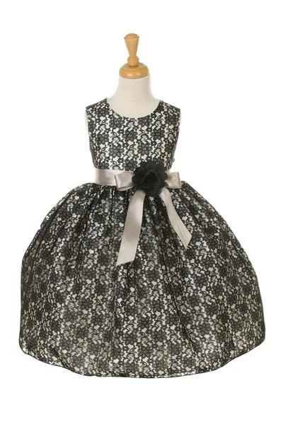 Cinderella Couture Flower Girl Dresses Girls Black Raschel Lace Tea Length Dress With Flower Sash 3 Cinderella Couture Flower Girl Dresses Girls Black Raschel Lace Tea Length Dress With Flower Sash