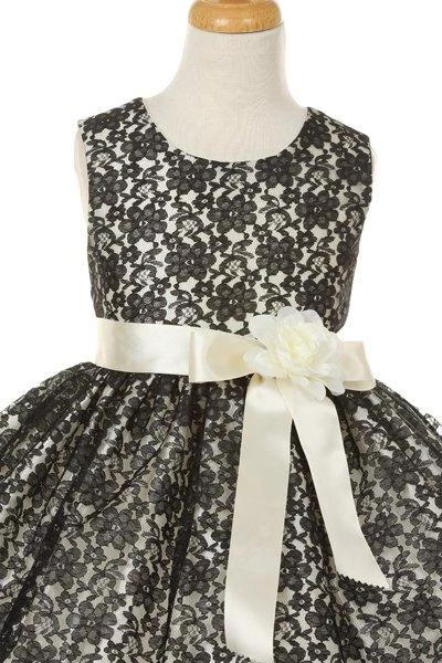 Cinderella Couture Flower Girl Dresses Girls Black Raschel Lace Tea Length Dress With Flower Sash 4 Cinderella Couture Flower Girl Dresses Girls Black Raschel Lace Tea Length Dress With Flower Sash