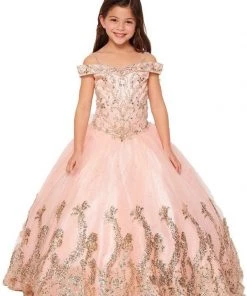 Kids Girls Cold Shoulder Ball Gown By Cinderella Couture 8017