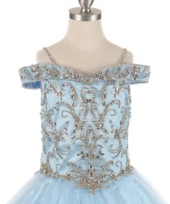 Kids Girls Cold Shoulder Ball Gown By Cinderella Couture 8017