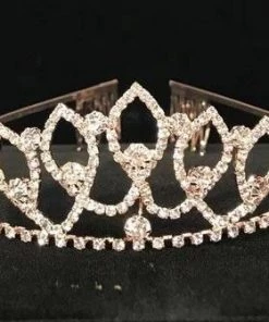 Cinderella Couture Girls Dazzling Rose Gold Tiara With Comb Kids