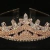 Cinderella Couture Kids Girls Elegant Rose Gold Rhinestone Tiara With Comb