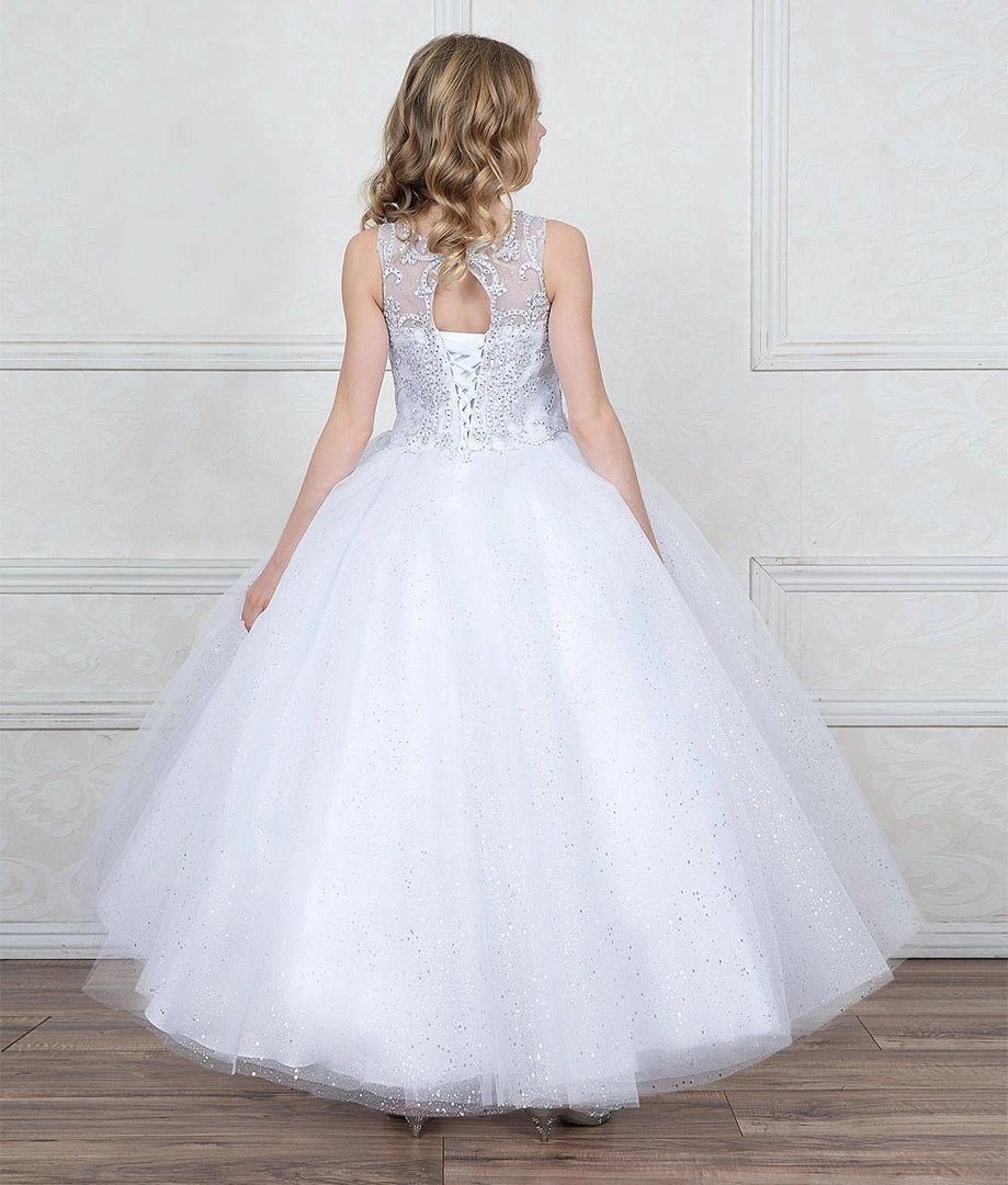 Calla Collection Flower Girl Dresses Girls Beaded Illusion Glitter Ball Gown By Calla KY205 4 Calla Collection Flower Girl Dresses Girls Beaded Illusion Glitter Ball Gown By Calla KY205