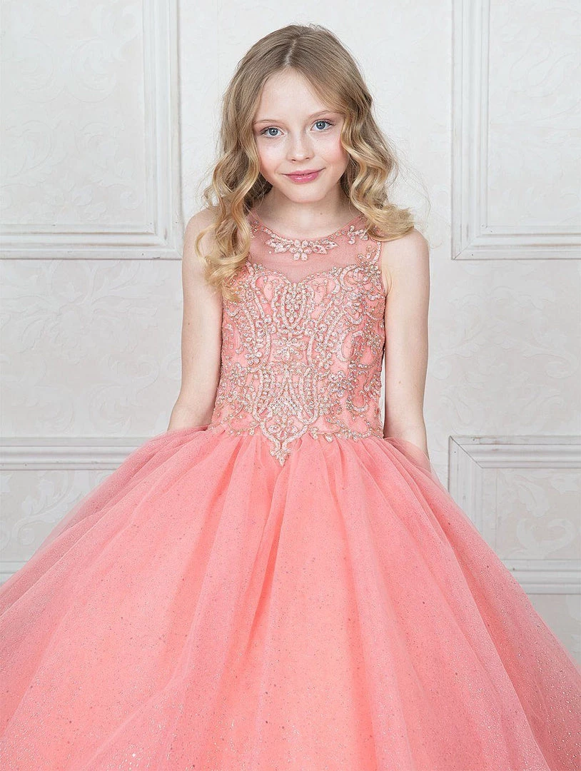 Calla Collection Flower Girl Dresses Girls Beaded Illusion Glitter Ball Gown By Calla KY205 19 Calla Collection Flower Girl Dresses Girls Beaded Illusion Glitter Ball Gown By Calla KY205