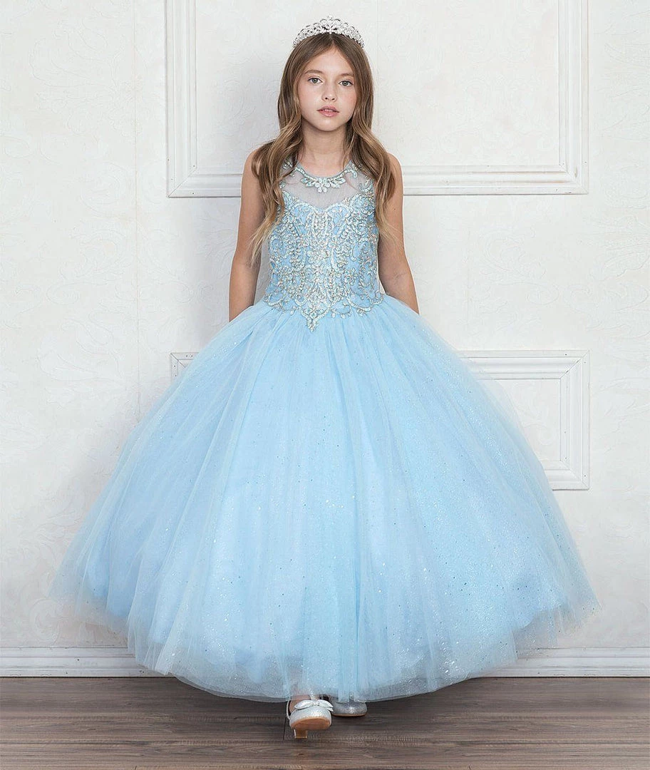Calla Collection Flower Girl Dresses Girls Beaded Illusion Glitter Ball Gown By Calla KY205 13 Calla Collection Flower Girl Dresses Girls Beaded Illusion Glitter Ball Gown By Calla KY205