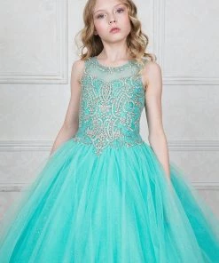 Calla Collection Flower Girl Dresses Girls Beaded Illusion Glitter Ball Gown By Calla KY205 31 Calla Collection Flower Girl Dresses Girls Beaded Illusion Glitter Ball Gown By Calla KY205