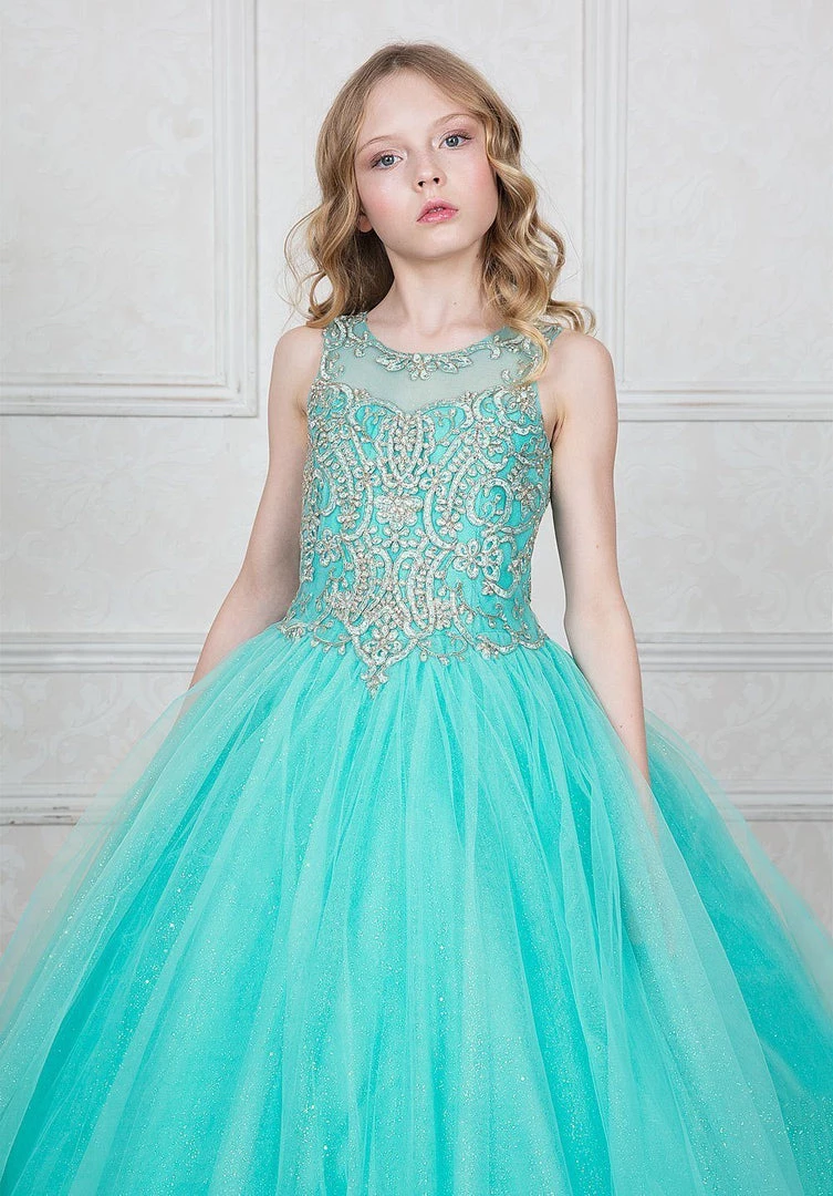 Calla Collection Flower Girl Dresses Girls Beaded Illusion Glitter Ball Gown By Calla KY205 11 Calla Collection Flower Girl Dresses Girls Beaded Illusion Glitter Ball Gown By Calla KY205
