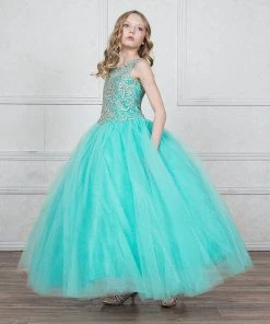 Calla Collection Flower Girl Dresses Girls Beaded Illusion Glitter Ball Gown By Calla KY205 32 Calla Collection Flower Girl Dresses Girls Beaded Illusion Glitter Ball Gown By Calla KY205