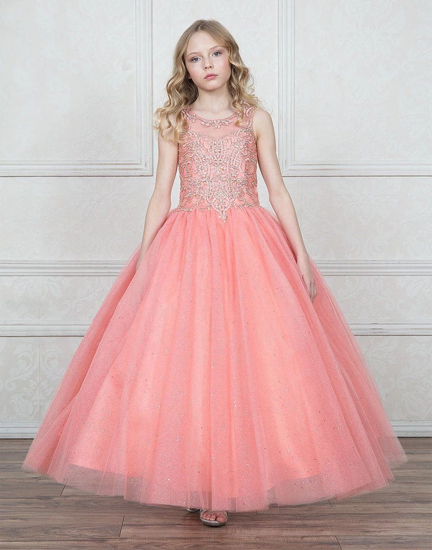 Calla Collection Flower Girl Dresses Girls Beaded Illusion Glitter Ball Gown By Calla KY205 17 Calla Collection Flower Girl Dresses Girls Beaded Illusion Glitter Ball Gown By Calla KY205