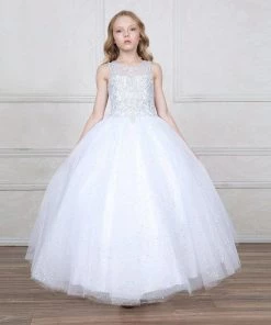 Calla Collection Flower Girl Dresses Girls Beaded Illusion Glitter Ball Gown By Calla KY205 25 Calla Collection Flower Girl Dresses Girls Beaded Illusion Glitter Ball Gown By Calla KY205