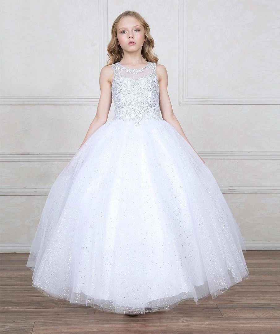 Calla Collection Flower Girl Dresses Girls Beaded Illusion Glitter Ball Gown By Calla KY205 5 Calla Collection Flower Girl Dresses Girls Beaded Illusion Glitter Ball Gown By Calla KY205