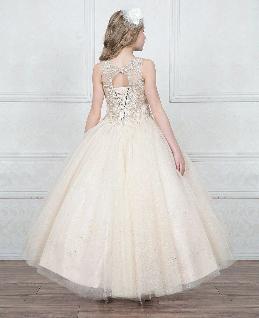 Calla Collection Flower Girl Dresses Girls Beaded Illusion Glitter Ball Gown By Calla KY205 7 Calla Collection Flower Girl Dresses Girls Beaded Illusion Glitter Ball Gown By Calla KY205