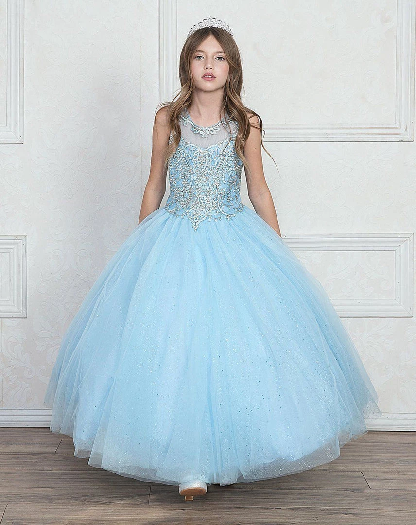 Calla Collection Flower Girl Dresses Girls Beaded Illusion Glitter Ball Gown By Calla KY205 16 Calla Collection Flower Girl Dresses Girls Beaded Illusion Glitter Ball Gown By Calla KY205
