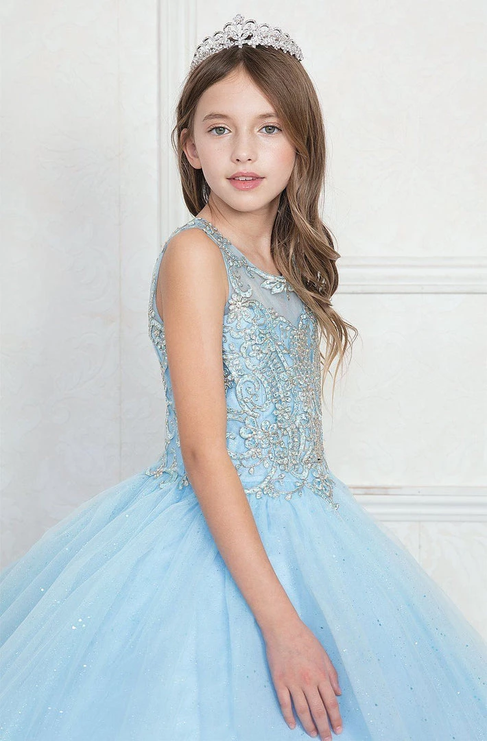 Calla Collection Flower Girl Dresses Girls Beaded Illusion Glitter Ball Gown By Calla KY205 15 Calla Collection Flower Girl Dresses Girls Beaded Illusion Glitter Ball Gown By Calla KY205