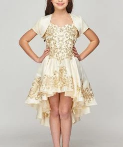 Cinderella Couture Girls Embroidered Ball Gown With Detachable Skirt