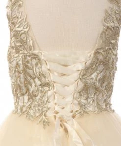 Girls Embroidered Illusion Ball Gown By Cinderella Couture 8004 Kids