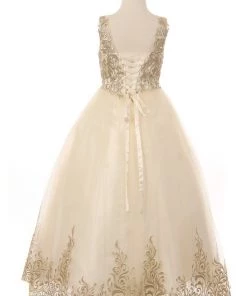 Girls Embroidered Illusion Ball Gown By Cinderella Couture 8004 Kids