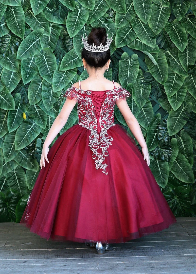 Calla Collection Flower Girl Dresses Girls Long Off Shoulder Tulle Dress By Calla KY216 4 Calla Collection Flower Girl Dresses Girls Long Off Shoulder Tulle Dress By Calla KY216