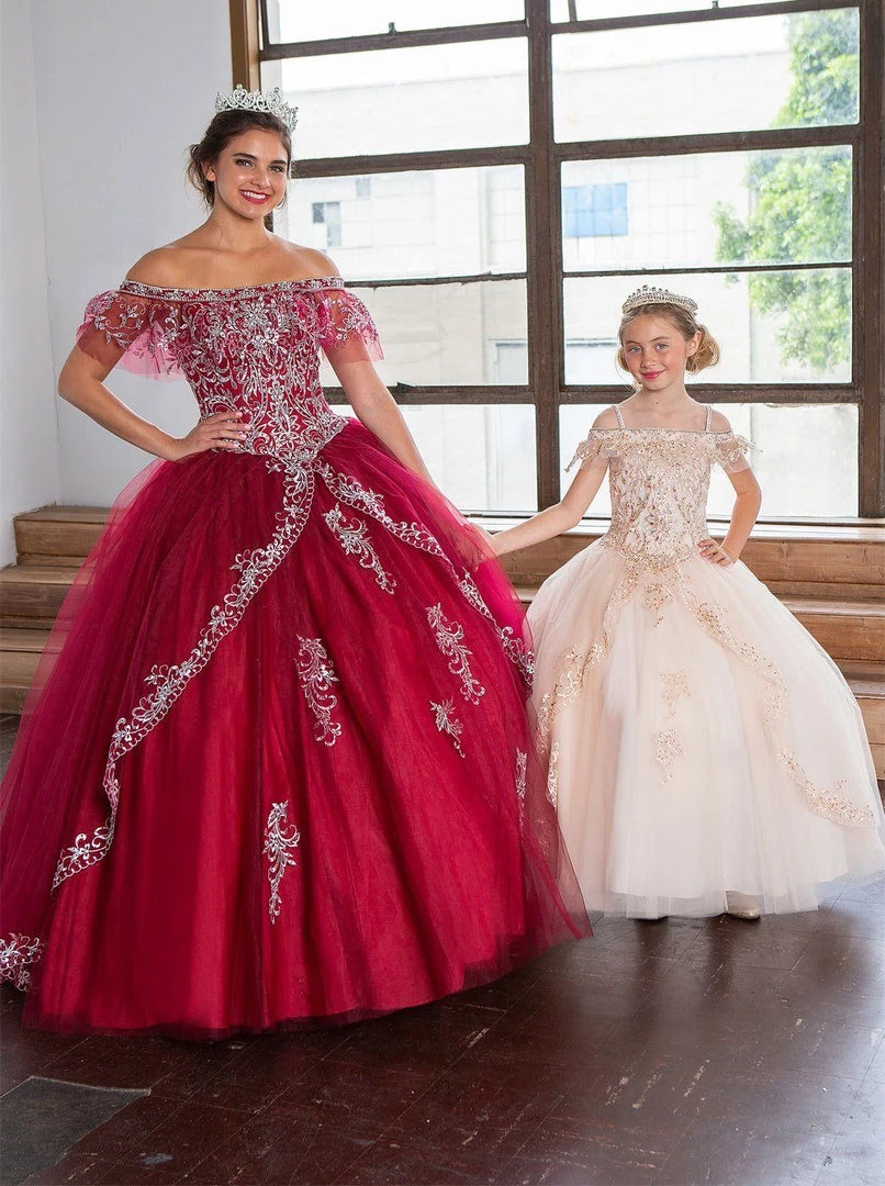 Calla Collection Flower Girl Dresses Girls Long Off Shoulder Tulle Dress By Calla KY216 18 Calla Collection Flower Girl Dresses Girls Long Off Shoulder Tulle Dress By Calla KY216