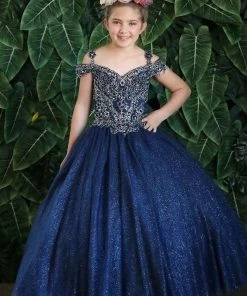 Calla Collection Girls Embroidered Off Shoulder Ball Gown By Calla KY208 Flower Girl Dresses