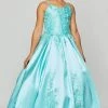 Kids Girls Embroidered Satin Ball Gown By Cinderella Couture 8009
