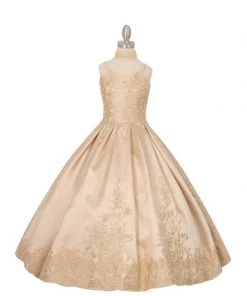 Kids Girls Embroidered Satin Ball Gown By Cinderella Couture 8009