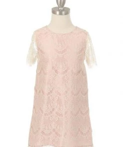Girls Eyelid Lace Dress With Short Sleeves By Cinderella Couture 9370 Kids