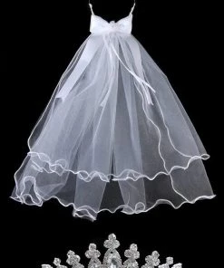 Calla Collection Girls First Communion Veil With Elegant Tiara Kids