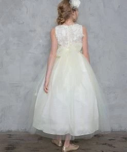 Calla Collection Flower Girl Dresses Girls Floor Length A-line Dress With Floral Appliques