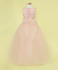 Calla Collection Flower Girl Dresses Girls Floor Length A-line Dress With Floral Appliques