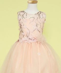 Calla Collection Flower Girl Dresses Girls Floor Length A-line Dress With Floral Appliques