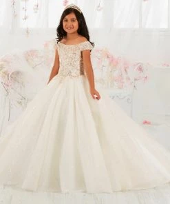 Tiffany Princess By House Of Wu Girls Long Off Shoulder Lace Dress By Tiffany Princess 13565