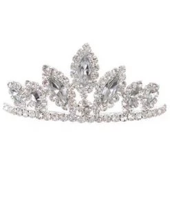 Cinderella Couture Girls Fuchsia Stone Mini Silver Tiara With Comb Kids