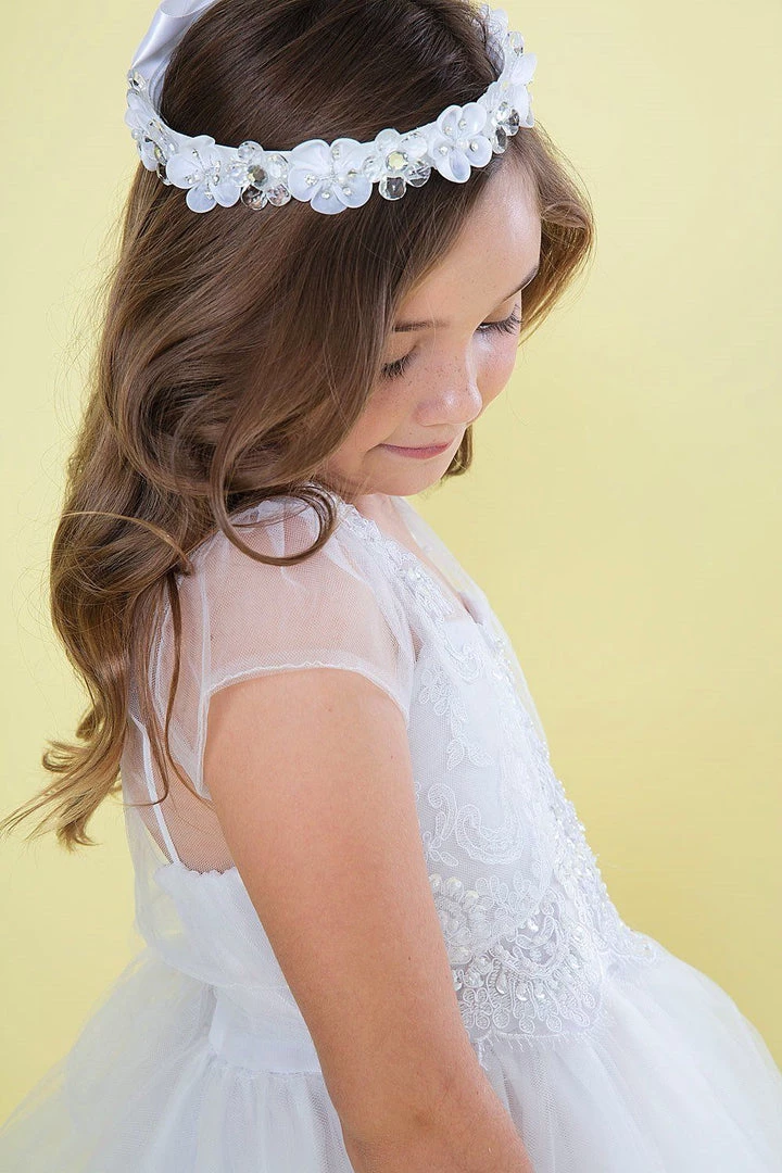 Calla Collection Girls Full Length Lace Bodice Dress With Bolero Jacket 6 Calla Collection Girls Full Length Lace Bodice Dress With Bolero Jacket