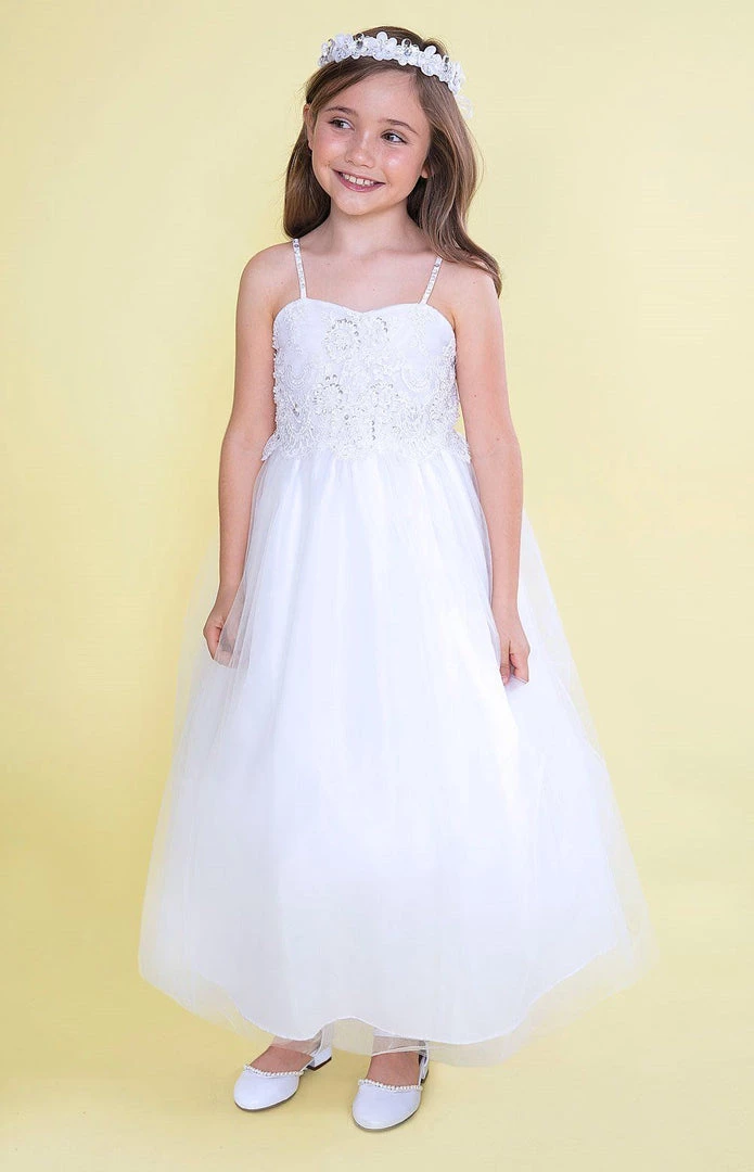 Calla Collection Girls Full Length Lace Bodice Dress With Bolero Jacket 7 Calla Collection Girls Full Length Lace Bodice Dress With Bolero Jacket