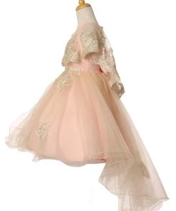 Flower Girl Dresses Girls High Low Cape Dress By Cinderella Couture 9121